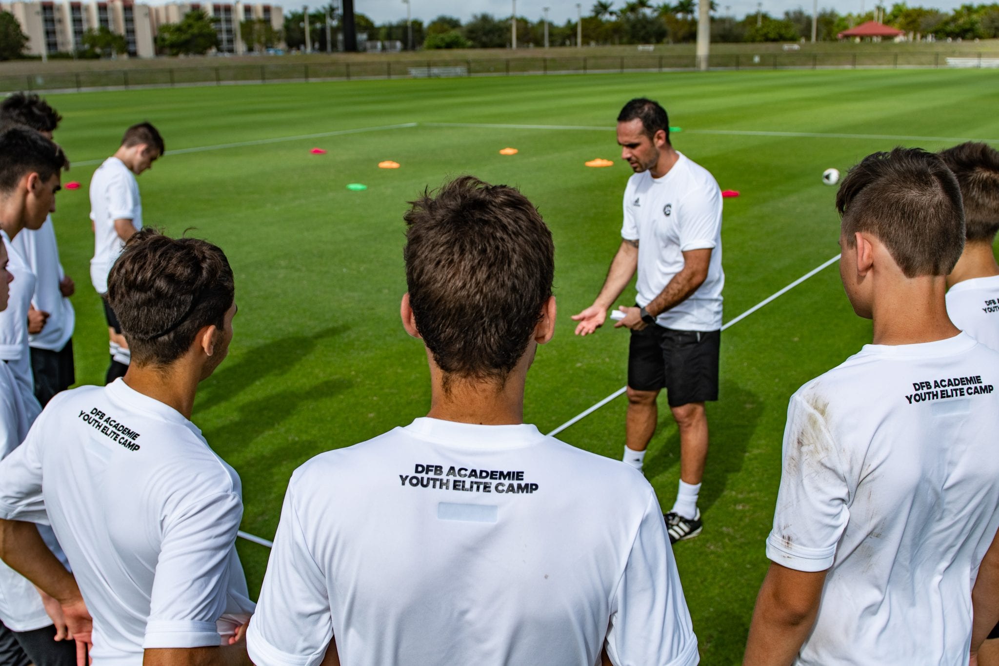 FORT LAUDERDALE, FL - DECEMBER 28: German professional Coach Alexander Nouri and athletes in action during the DFB Elite Youth Soccer Camp at Central Broward Stadium on December 28, 2018 in Fort Lauderdale, Florida. (Photo by Mark Brown/Getty Images) *** Local Caption *** Alexander Nouri